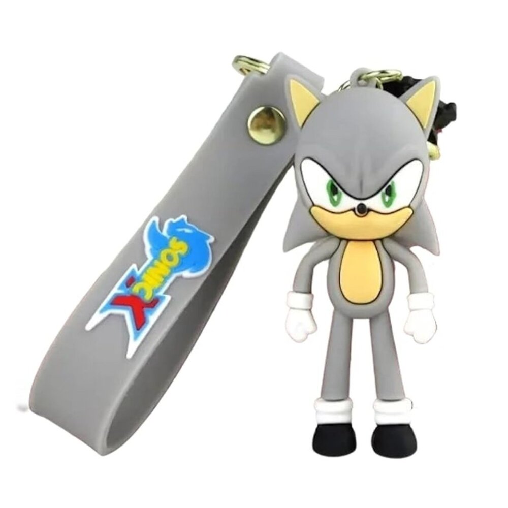Sonic the Hedgehog Figure Keychain Strap Backpack Bag Charm - Grey